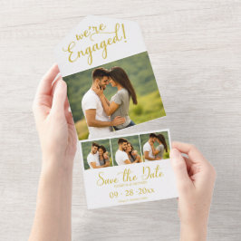 Invitación De Compromiso De Oro Y Guardar La Fecha