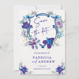 Invitación de compromiso de orquídea azul morada S