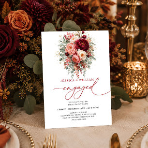 Invitación de compromiso de otoño floral de oro de