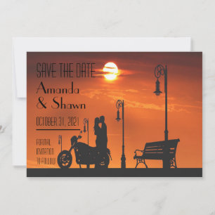 Invitación de Compromiso de Pareja en Motocicleta 