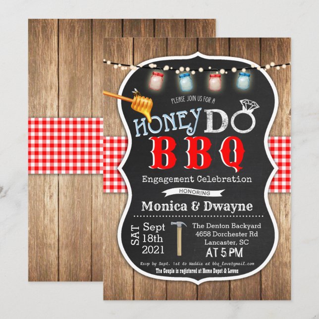 Invitación de compromiso de parejas de Honey Do BB (Anverso / Reverso)