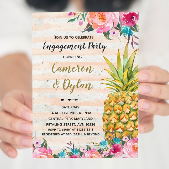 invitación de compromiso de piña tropical de aloha (Subido por el creador)