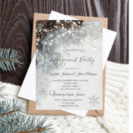 Invitación de compromiso de piñas y copos de nieve