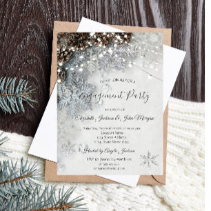 Invitación de compromiso de piñas y copos de nieve