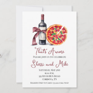 Invitación de compromiso de pizza y vino