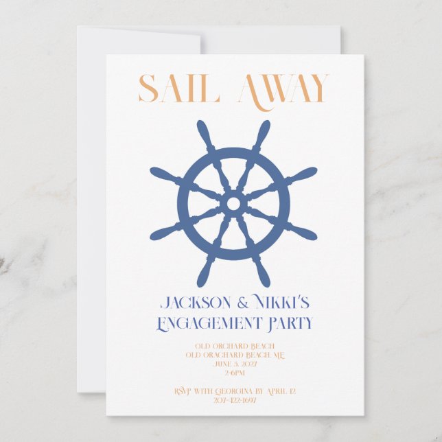 Invitación de compromiso de playa náutica Sail Awa (Anverso)