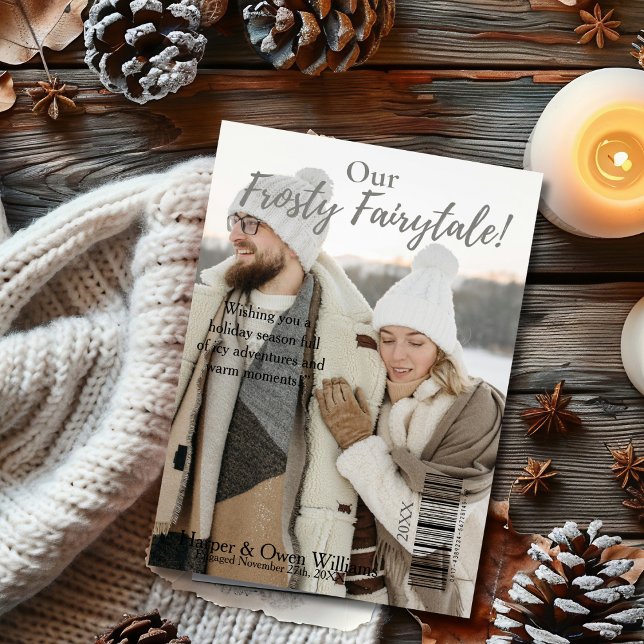 Invitación de compromiso de portada de la revista  (Christmas Magazine Cover Engagement Announcement)
