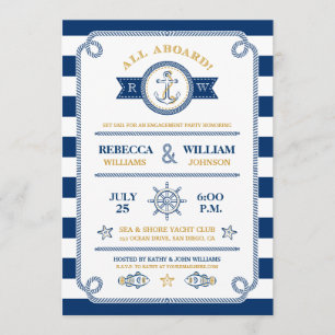Invitación de compromiso de rayas náuticas