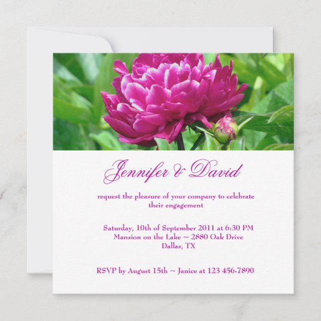 Invitación de compromiso de Red Peony (Anverso)