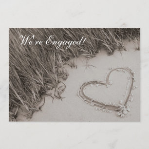 Invitación de compromiso de Sepia con Beach Heart