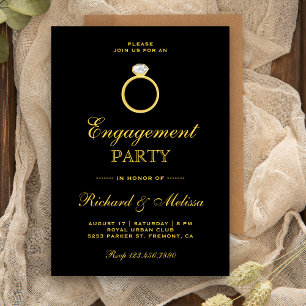 Invitación de compromiso de sortija de diamante de