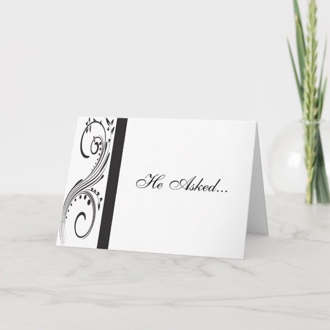 Invitación de compromiso de Swirls en blanco y neg (Anverso)