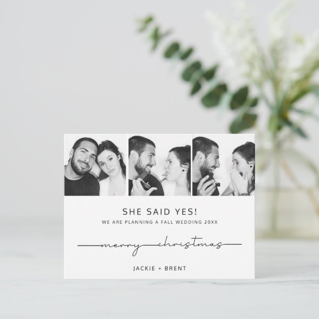 Invitación de compromiso de tarjetas de navidades (Anverso de pie)