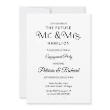 Invitación de compromiso de tipografía chic