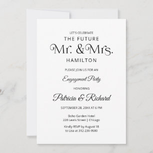 Invitación de compromiso de tipografía chic