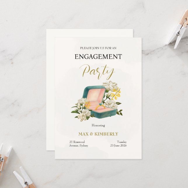 Invitación de compromiso elegante (Anverso/Reverso In Situ)