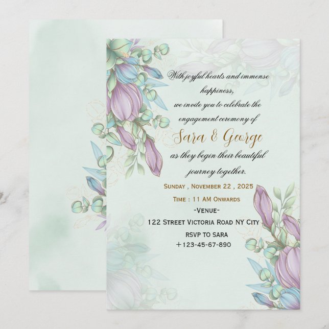 Invitación de Compromiso Elegante (Anverso / Reverso)