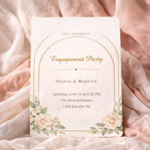Invitación de compromiso estilo arco rosado
