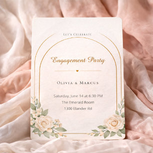 Invitación de compromiso estilo arco rosado