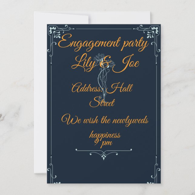 Invitación de compromiso floral elegante (Anverso)