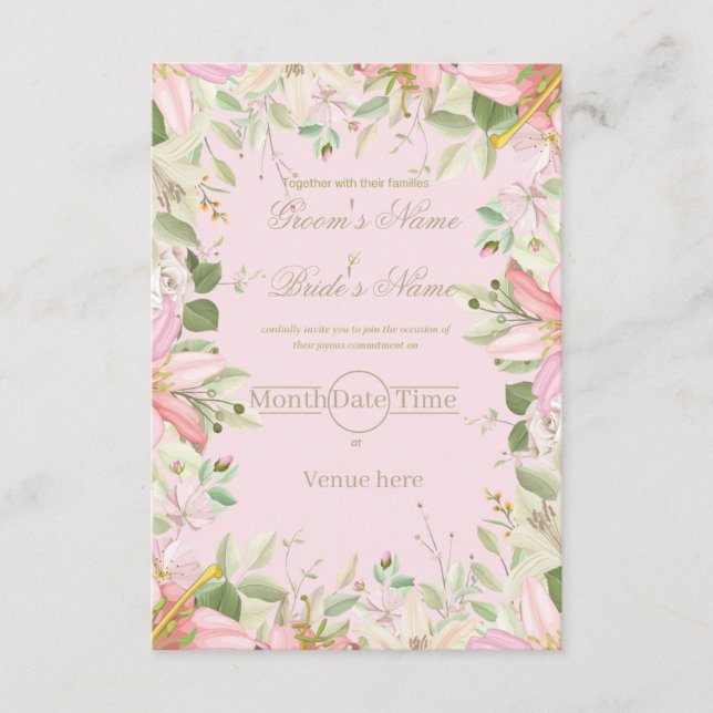 Invitación de compromiso floral elegante (Anverso)