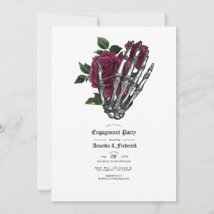 Invitación de compromiso floral gótico de Borgoña