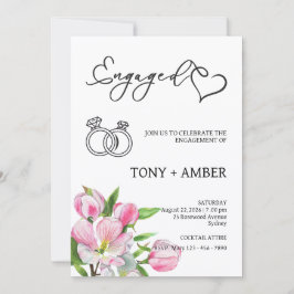 Invitación de compromiso floral minimalista