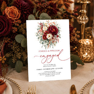Invitación de compromiso floral otoño boho de oro