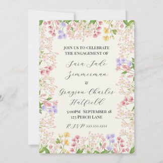 Invitación de compromiso floral para fiesta