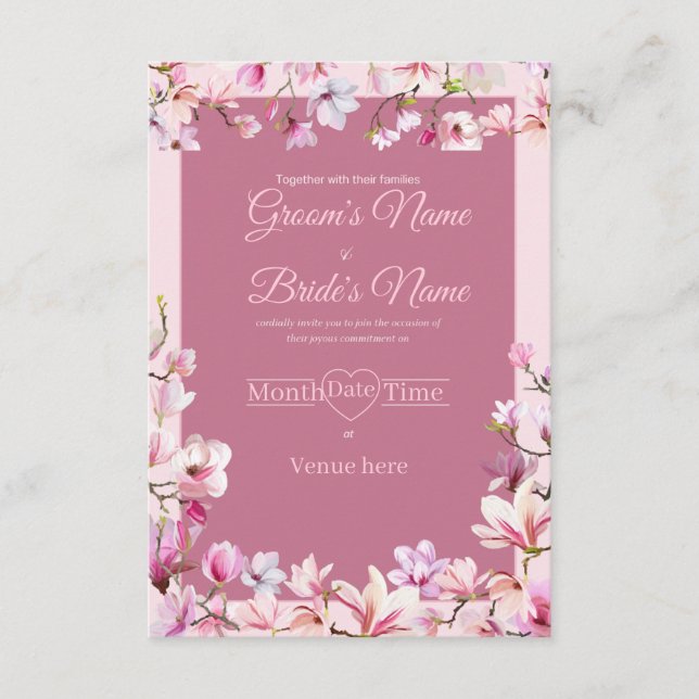 Invitación de compromiso floral romántica (Anverso)