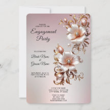 Invitación de compromiso floral rosa decorativa