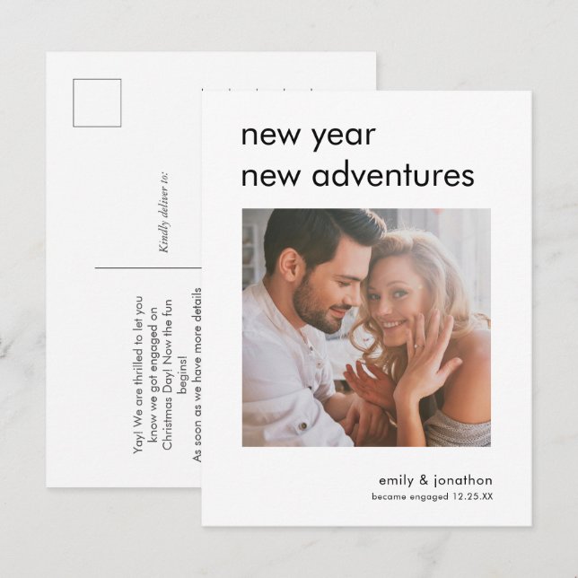 Invitación de Compromiso Fotográfico de New Year A (Anverso / Reverso)