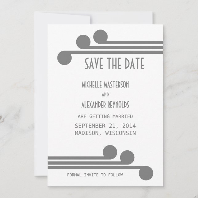 Invitación de compromiso Gray Simple Deco Chic (Anverso)