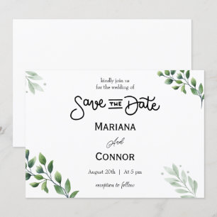 Invitación de compromiso Greenery Minimal