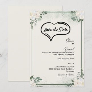 Invitación de compromiso Greenery Rustic Save The