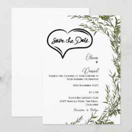 Invitación de compromiso Greenery Rustic Save The 