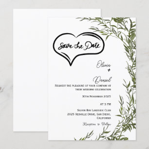 Invitación de compromiso Greenery Rustic Save The 