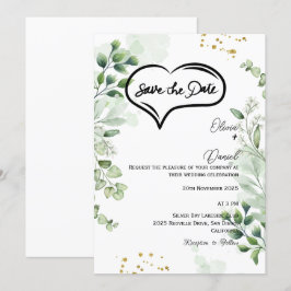 Invitación de compromiso Greenery Rustic Save The