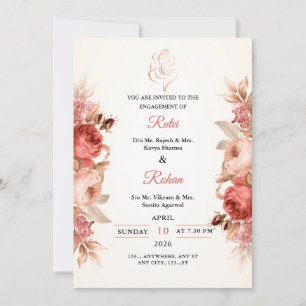 Invitación de compromiso hindú Floral Ganesha