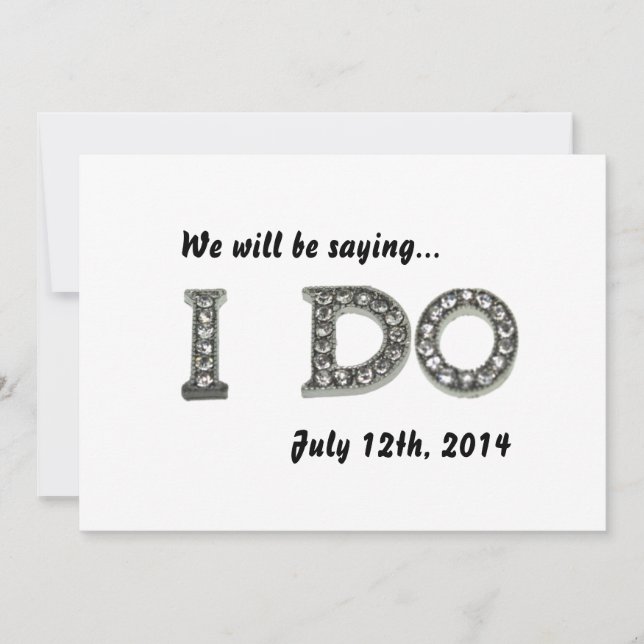 Invitación de compromiso 'I Do Wedding Bling Save  (Anverso)