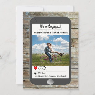 Invitación de compromiso móvil de foto de medios s