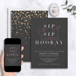 Invitación de compromiso negro Sip Sip Hooray