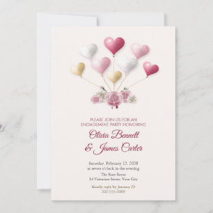 Invitación de compromiso para fiesta con ramo de g