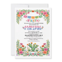 Invitación de compromiso para vibrante fiesta mexi