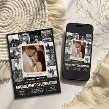 Invitación de compromiso personalizada, collage de