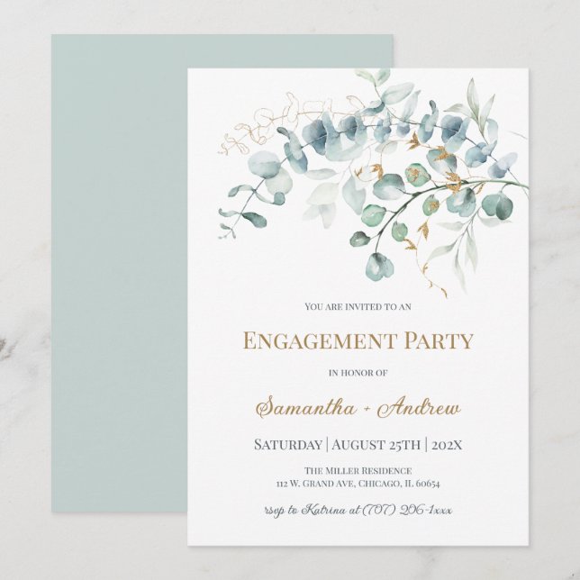 Invitación de compromiso personalizada con tema rú (Anverso / Reverso)