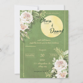 Invitación de compromiso y boda Green Blossom