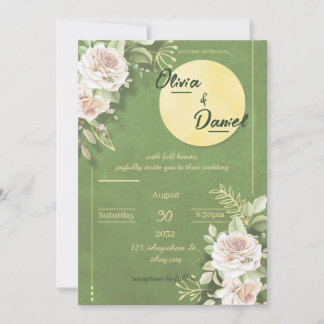 Invitación de compromiso y boda Green Blossom