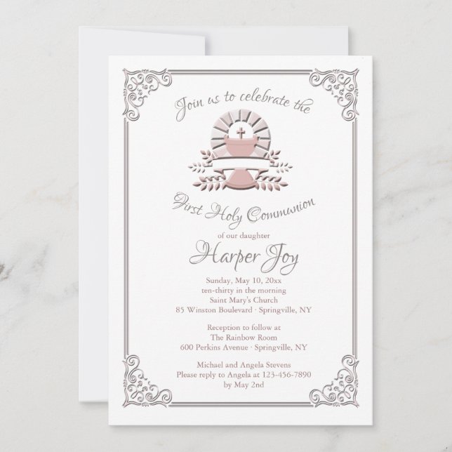 Invitación de Comunión Cáliz Divino (Anverso)