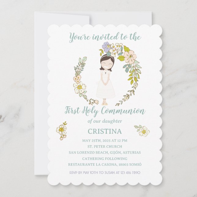 Invitación de Comunión CRISTINA (Anverso)